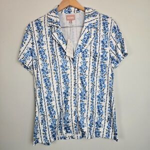 NWT Show Me Your Mumu Womens PJ Top‎ Small Blue Floral Button Down (Top Only)